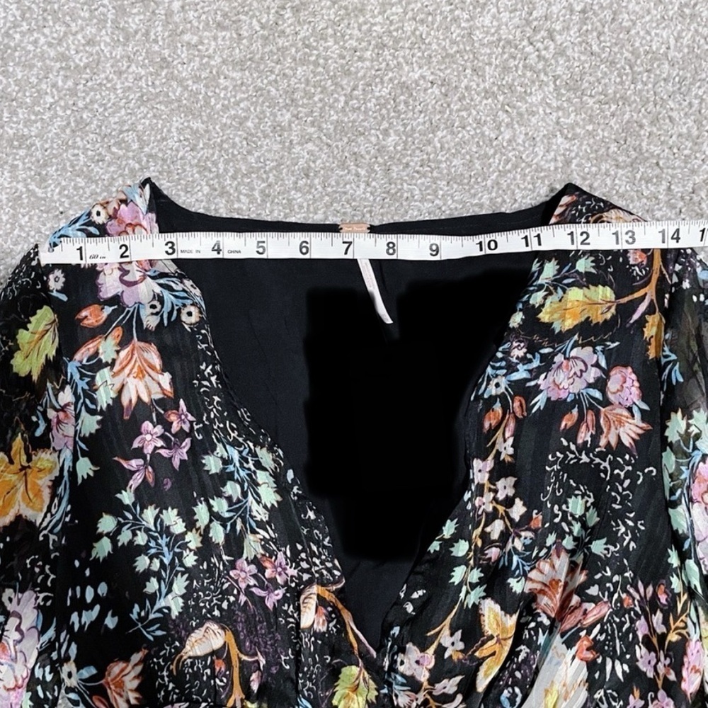 FREE PEOPLE Closer To The Heart Mini Black Floral Boho Dress XS - Picture 9 of 16